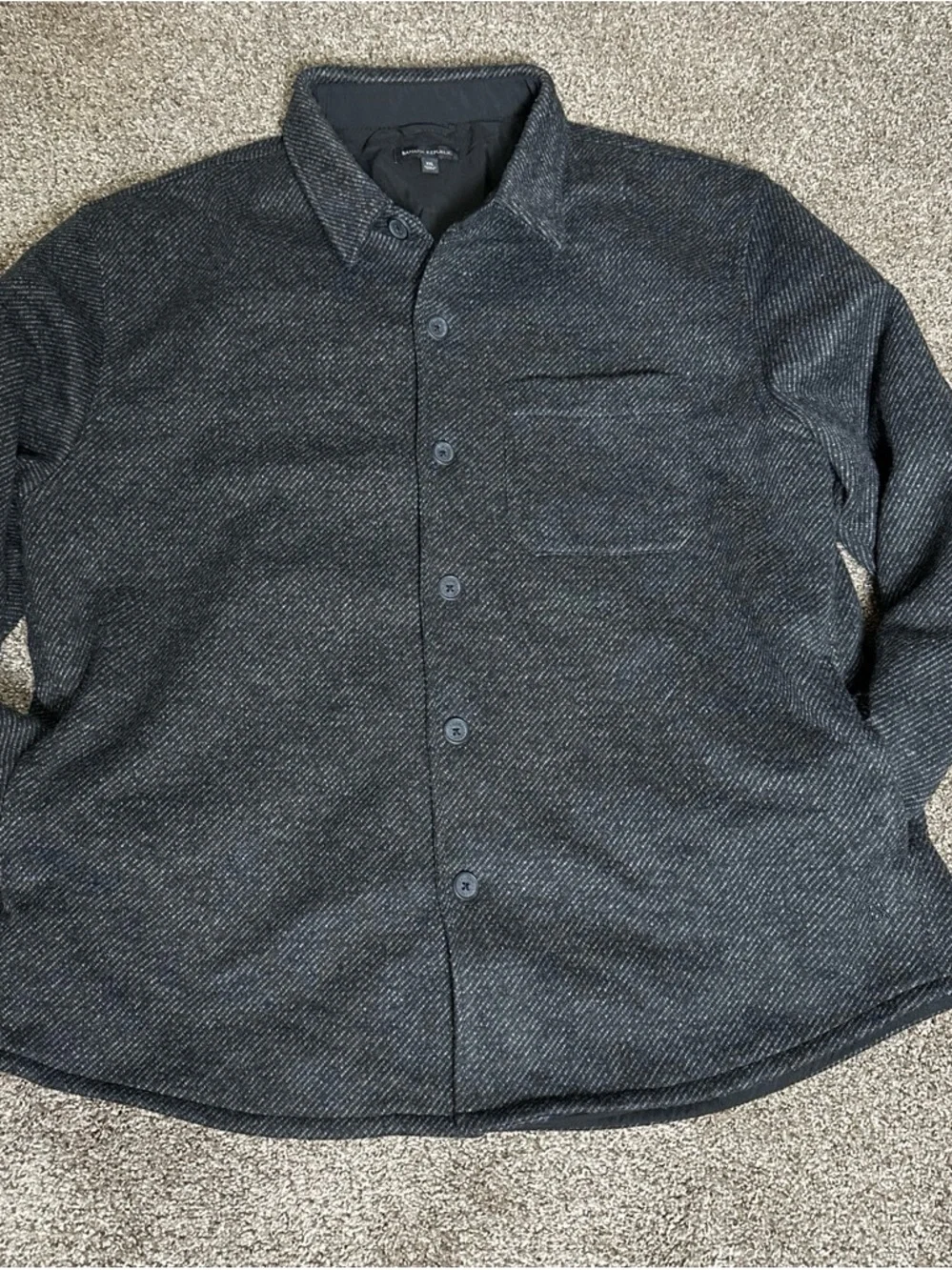 Banana Republic Charcoal Button-Up Shirt Jacket with Side Pockets